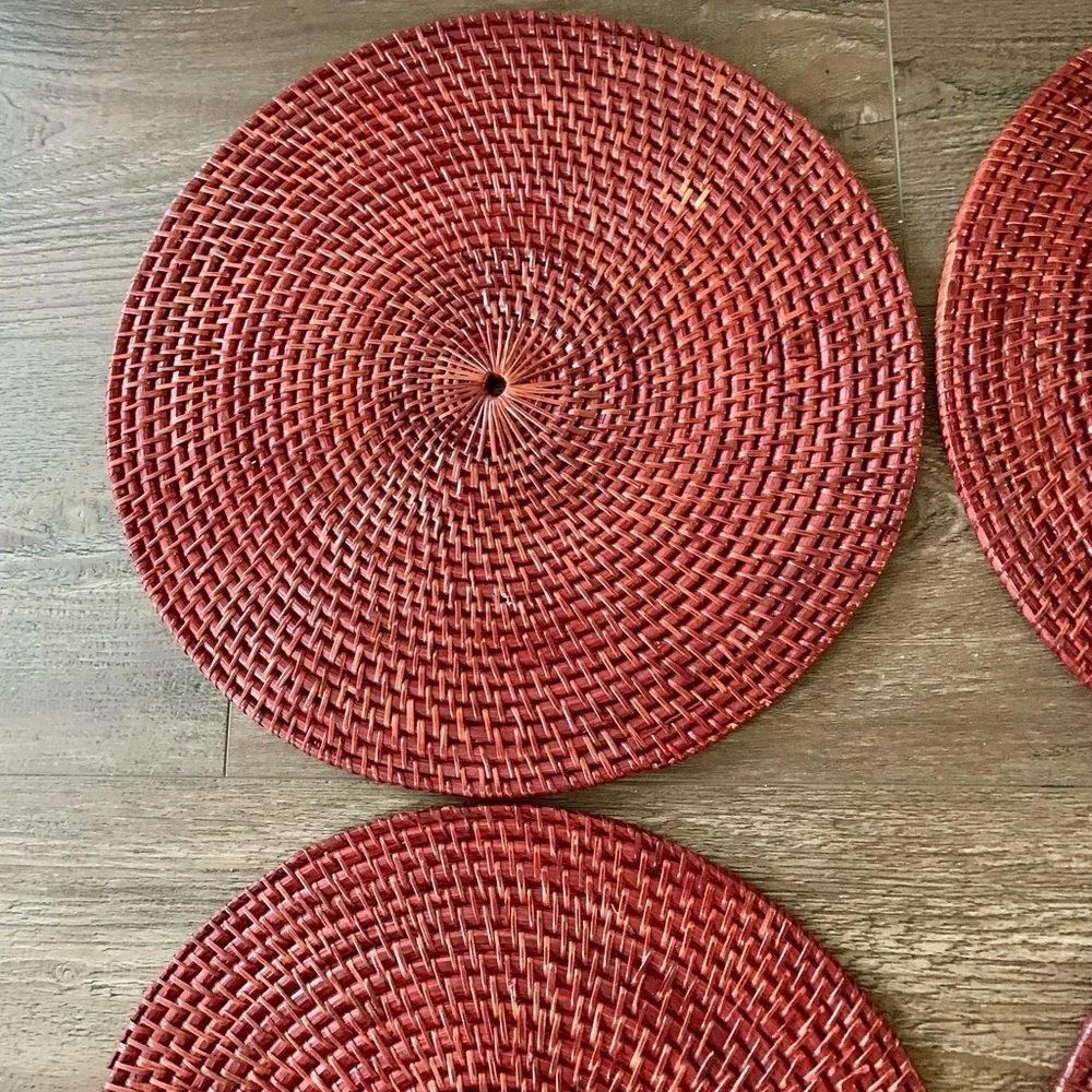 Set of 4 round wicker rattan placemats D 16 “